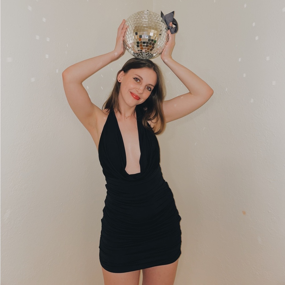 Tiger Mist backless halter mini dress